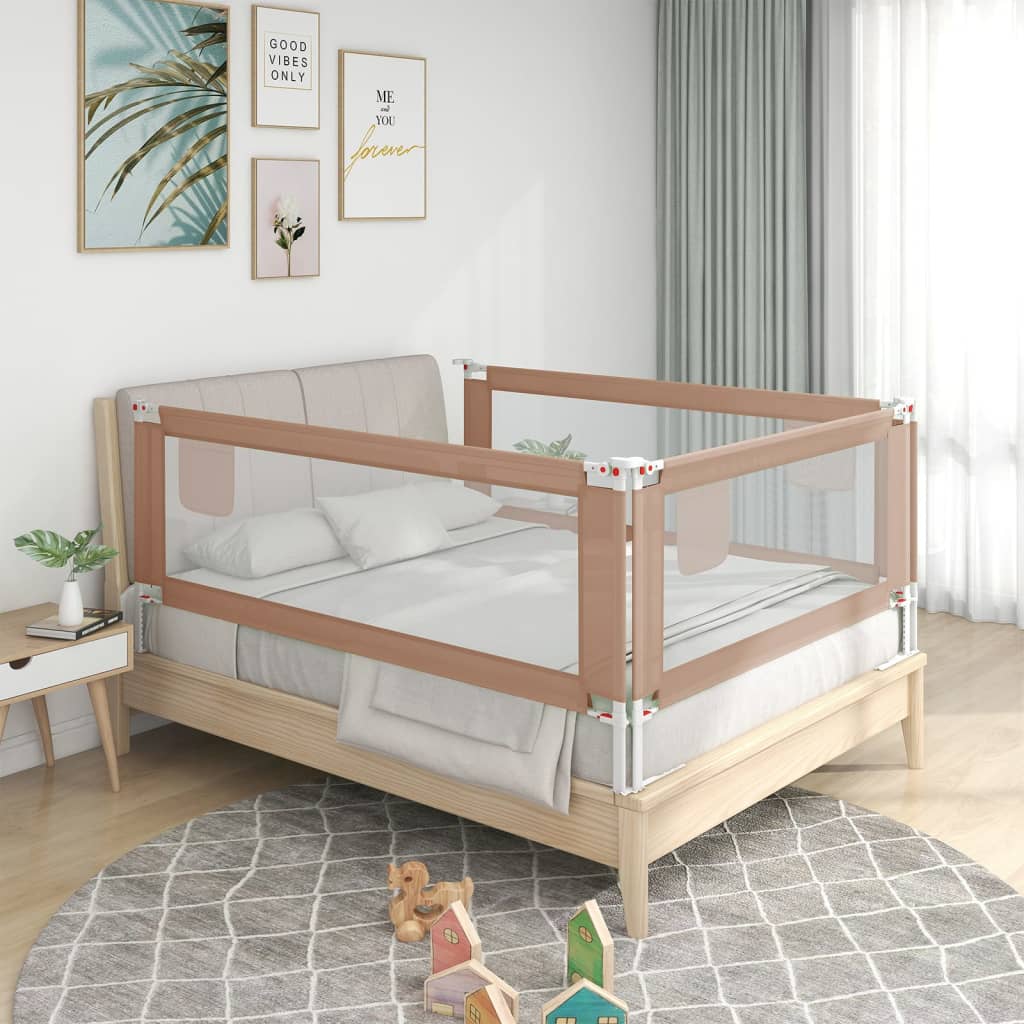 Maison exclusive - barandilla de seguridad cama de niño gris taupe tela 200x25 cm