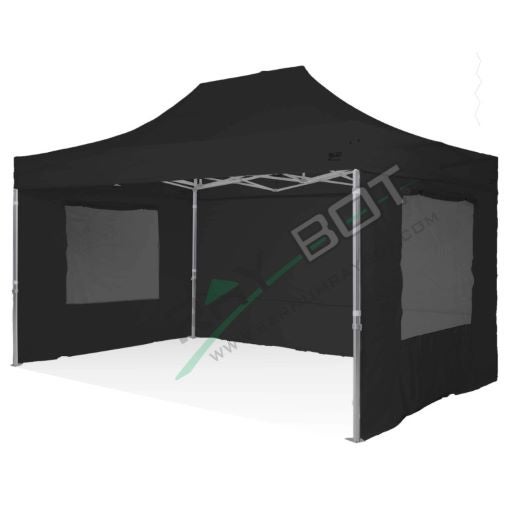 Gazebo Pieghevole 3x4,5 RAY BOT Nero Professionale Con Laterali e Finestre . Tessuto Impermeabile Da 350g/m in PVC. Gazebo Rapido