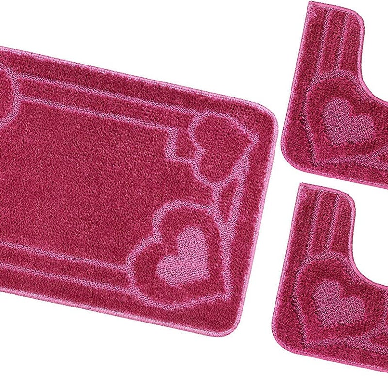 Zestaw 3 dywaników łazienkowych Antypoślizgowy Absorbent Kiery Jednolity Kolor Fioletowy