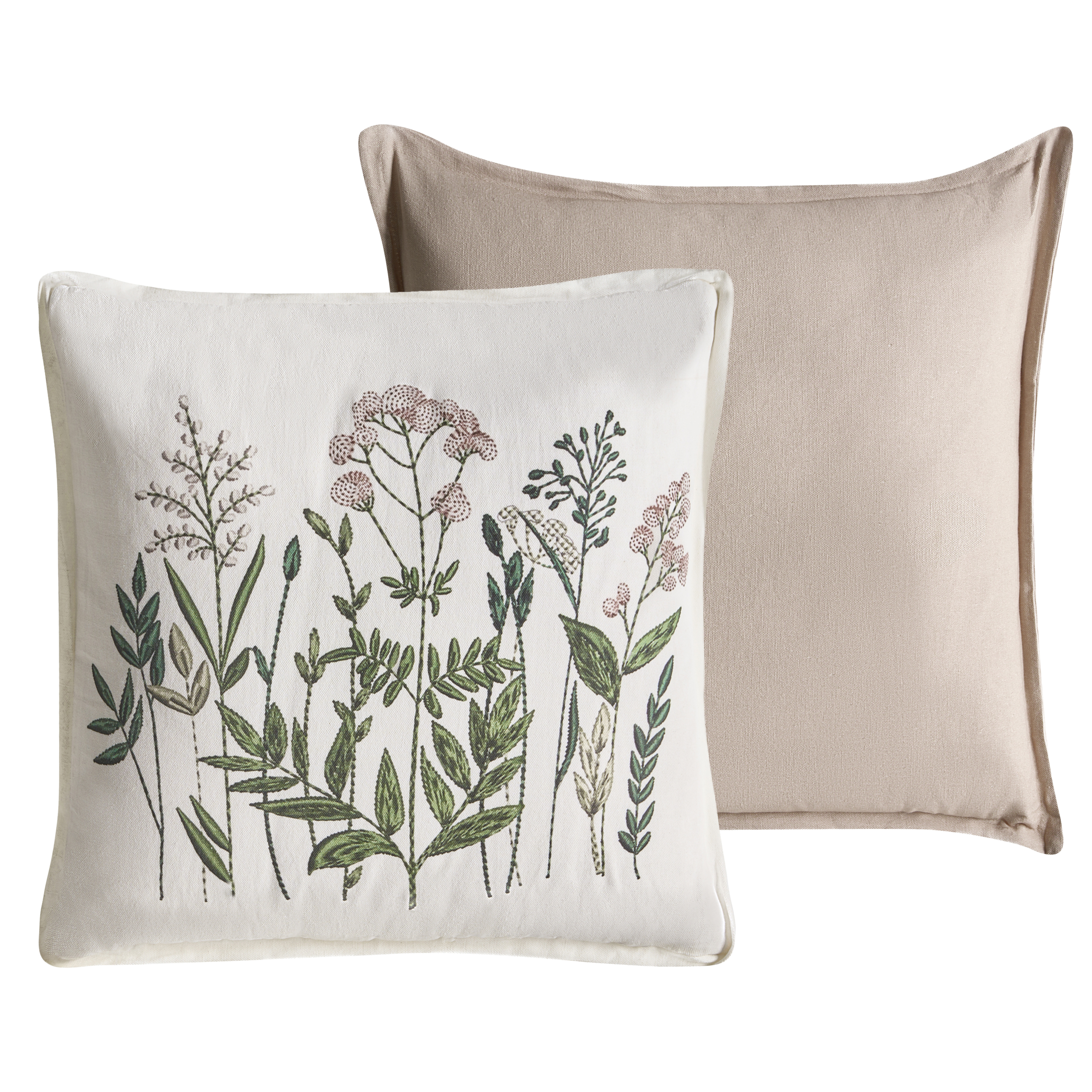 Set de 2 perne decorative FERNA Bumbac 45 x 45 cm Alb/Bej Imprimeu floral 2buc