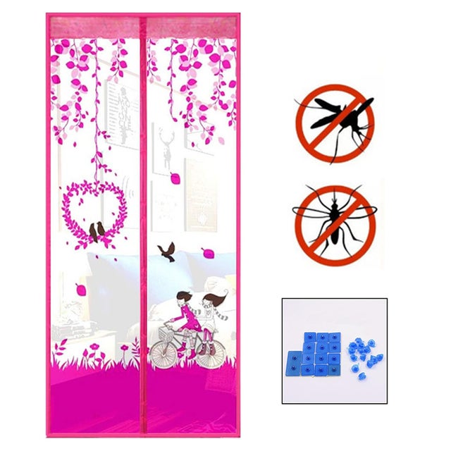 Zanzariera Magnetica 90x210 cm Rosa Stampata - Tenda Estiva Anti-Insetti per Porta - Rete Traspirante per Cucina, Camera da Letto - Design Moderno