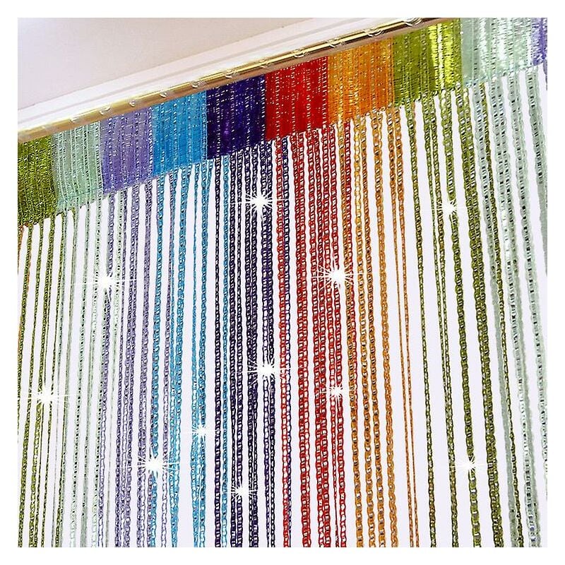 Rideau de porte - Rideau anti-mouches - Lot de 2 Rideau moustiquaire décoratif - 90 x 200 cm - couleur - 4