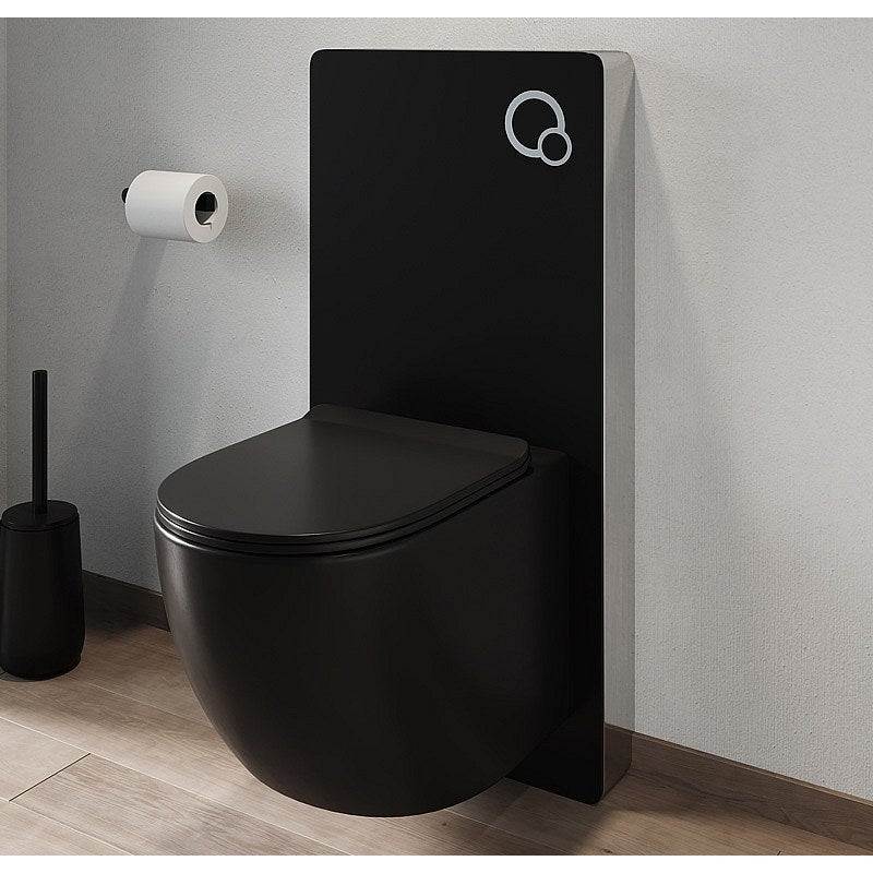 Zestaw toaleta podwieszana z dekoracyjnym stelażem - Czarny mat - JAVOINE