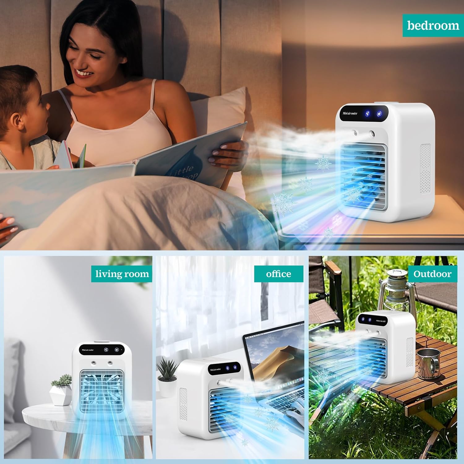 Ar-condicionado portátil silencioso, climatizador portátil de 500ml, mini ar-condicionado, ideal para casa, escritório e camping. - 6