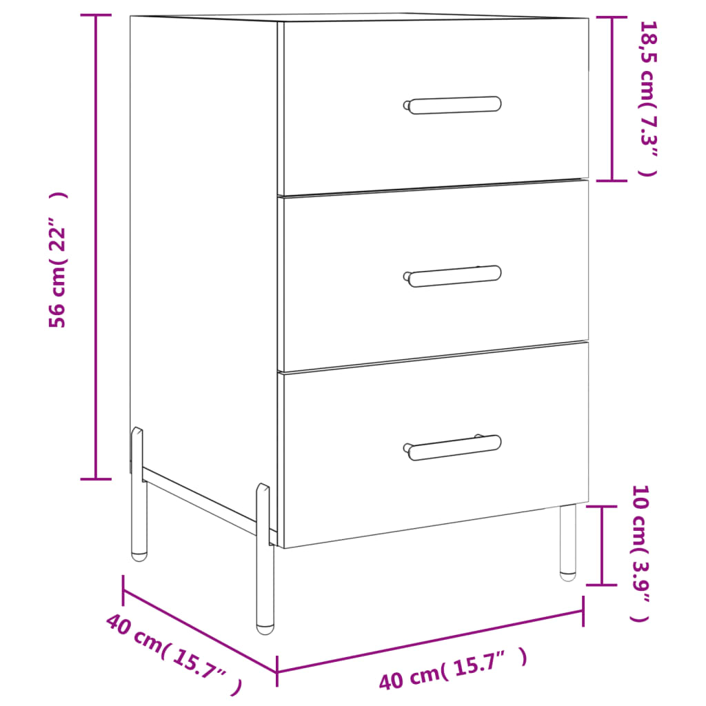 Table de chevet chêne fumé 40x40x66 cm bois d'ingénierie - 8