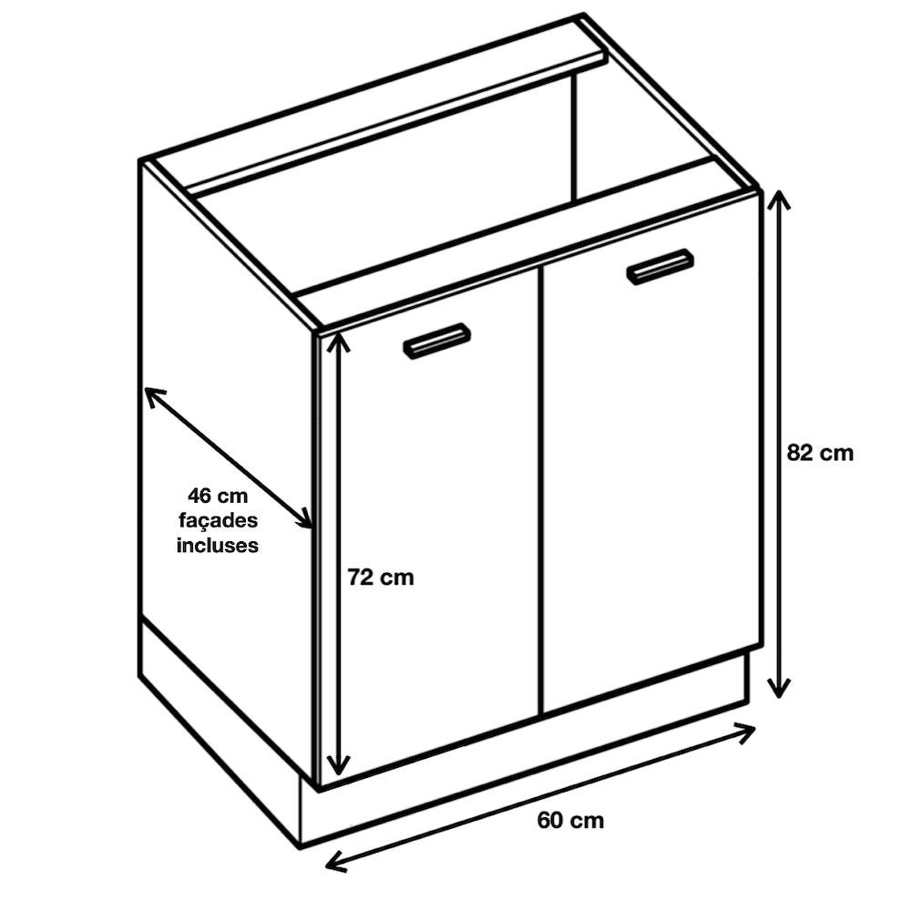 Cuisineandcie - Meuble bas de cuisine Eco Chene Naturel 2 portes L 60 cm - 2