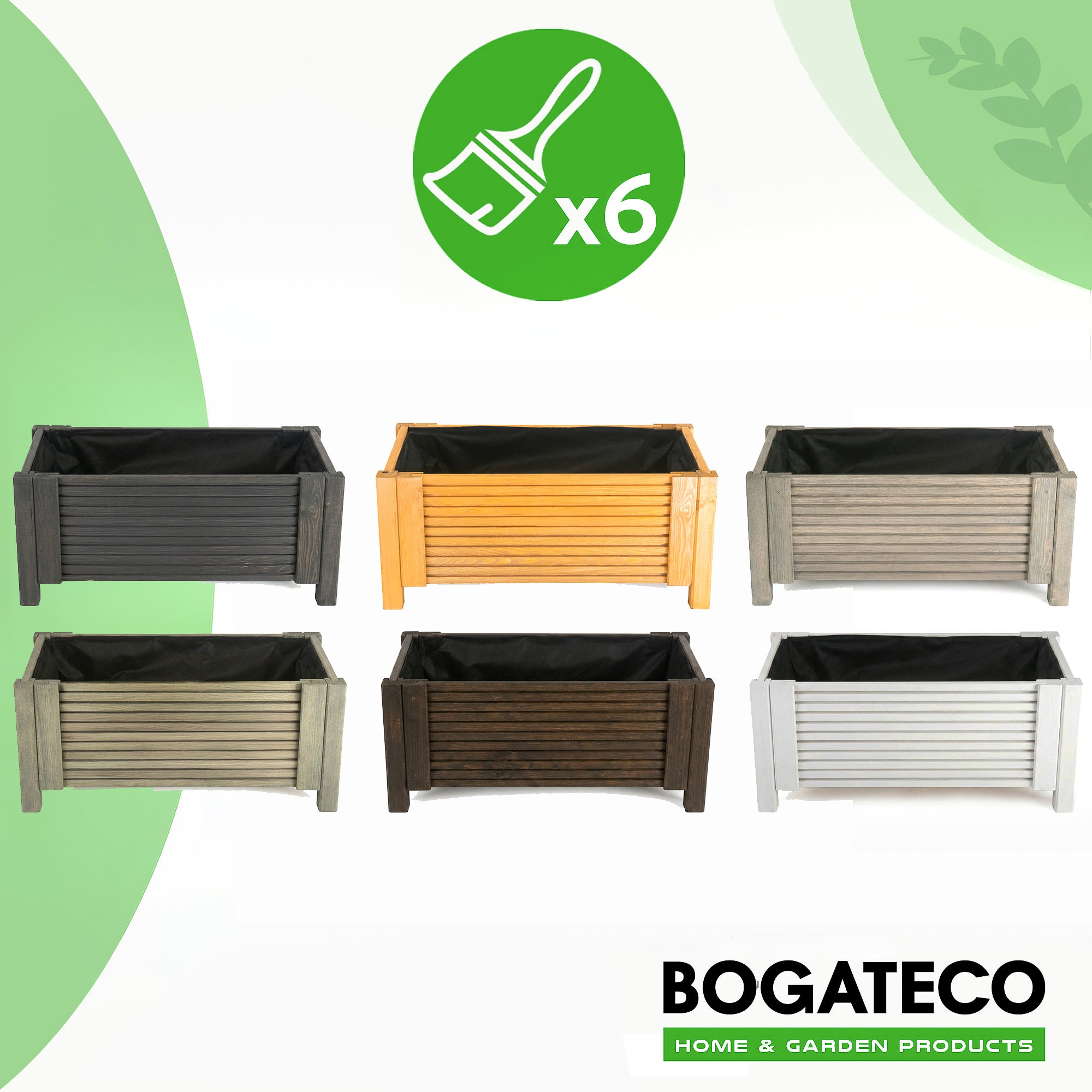 BOGATECO Jardinière en Bois avec Géotextile 39x79x30 cm - Pot de Fleurs pour Jardin et Terrasse - Disponible en 6 Couleurs - Marron Clair - 4