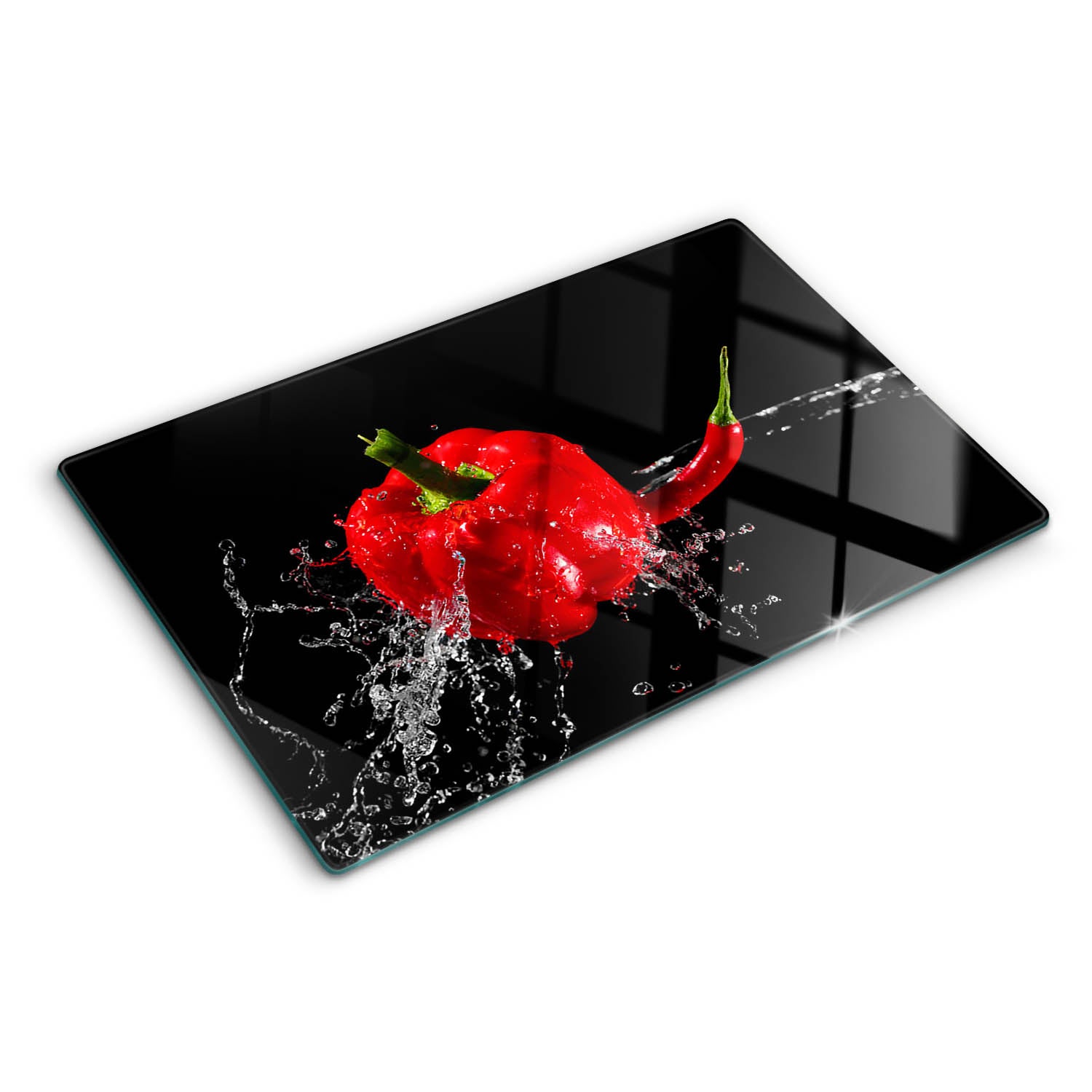 Szklana deska do krojenia Tulup Kształt prostokątny - 80x52 cm - Czerwona papryka