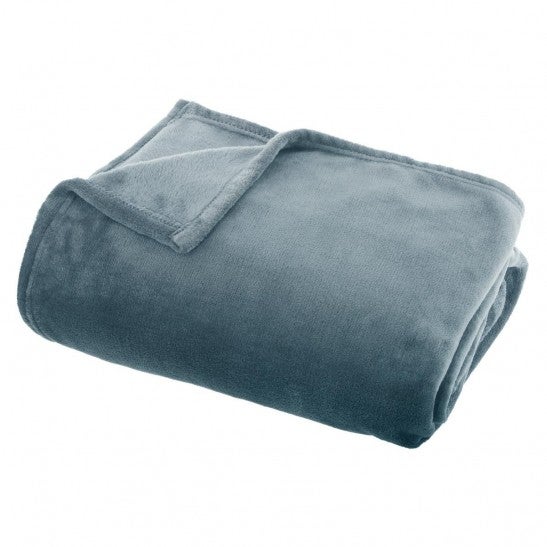 Plaid - flanelle - bleu orage - 130x180 cm - Atmosphera créateur d