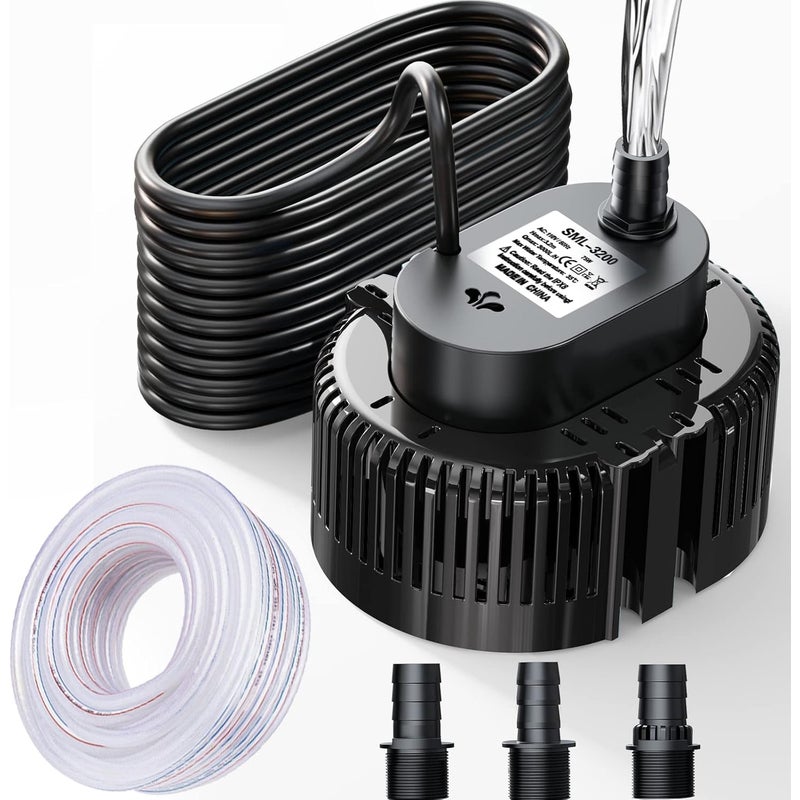 Pompa zanurzeniowa do basenów, piwnic, stawów, ogrodów, pompa basenowa z wężem spustowym, pompa spustowa do czystej wody (czarna)