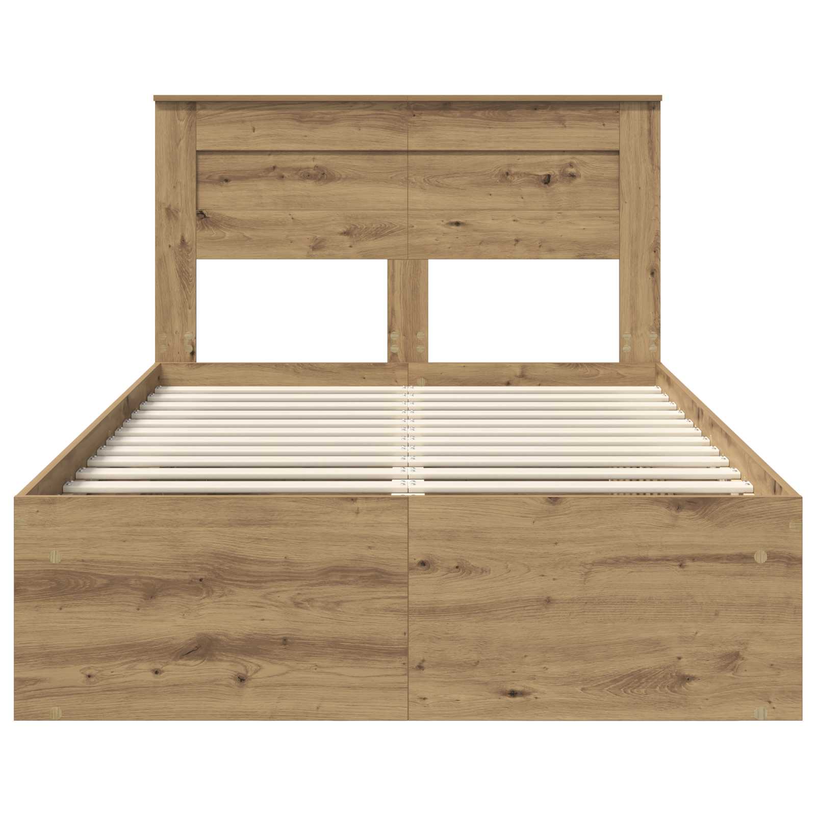 Cadre de lit chêne artisanal 120 x 190 cm bois de pin massif - 7