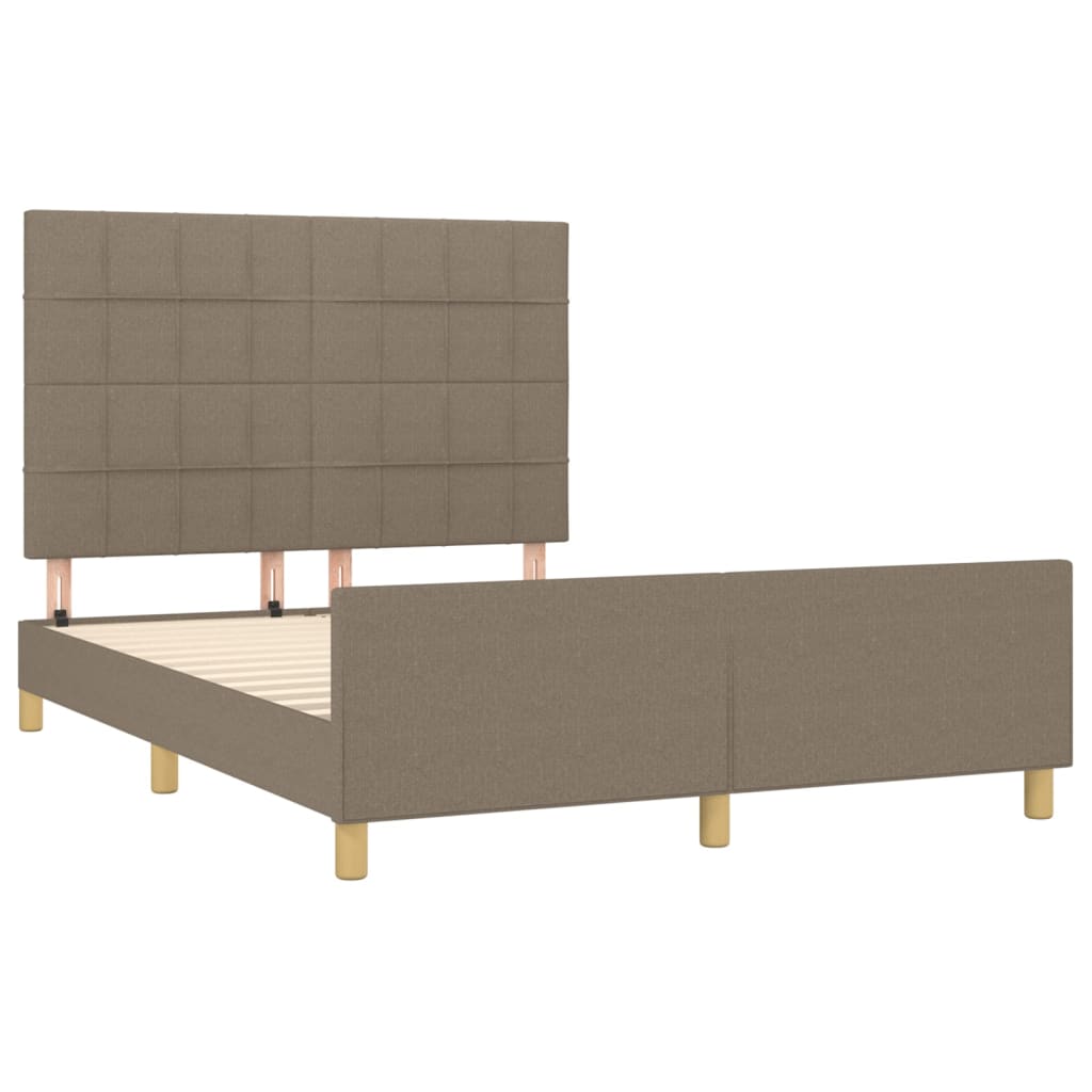 Cadre de lit sans matelas taupe 140x200 cm tissu - 4