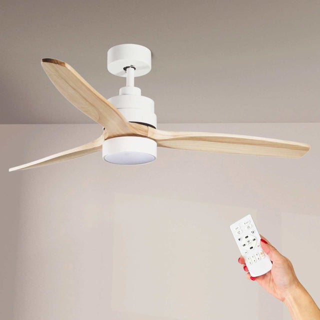 IluminaShop - Ventilador de Techo LED Crazy 53W Blanco DC con Mando a Distancia y Modo Verano / Invierno