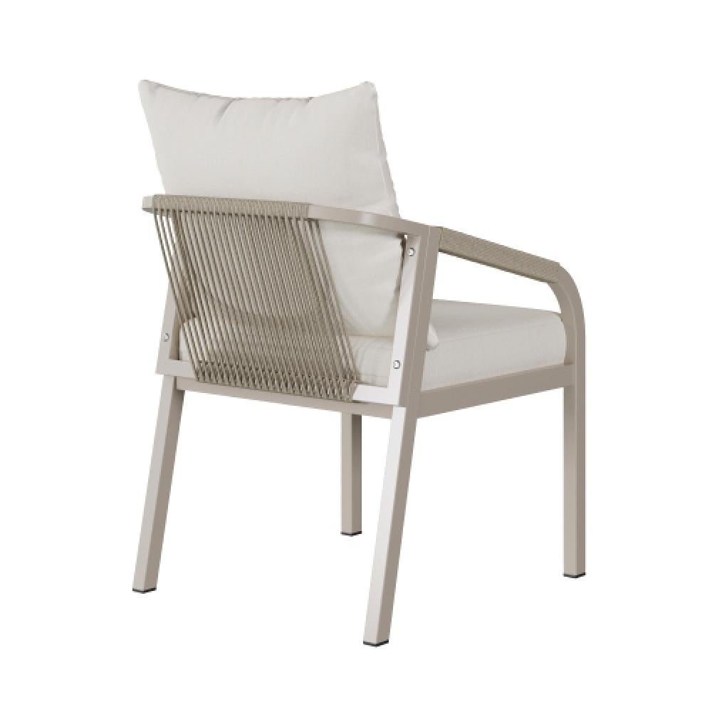Ensemble repas de jardin 6 personnes avec table et chaises, acier galvanisé, plateau WPC résistant, design tressé moderne - 9