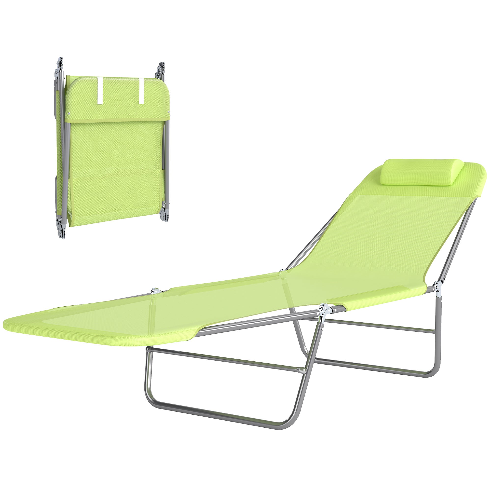 Transat pliant avec dossier inclinable et coussin, 182 x 56 x 24,5 cm - 2