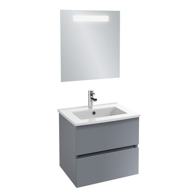 Mueble lavabo 60 cm jacob delafon tolbiac gris antracita + espejo led