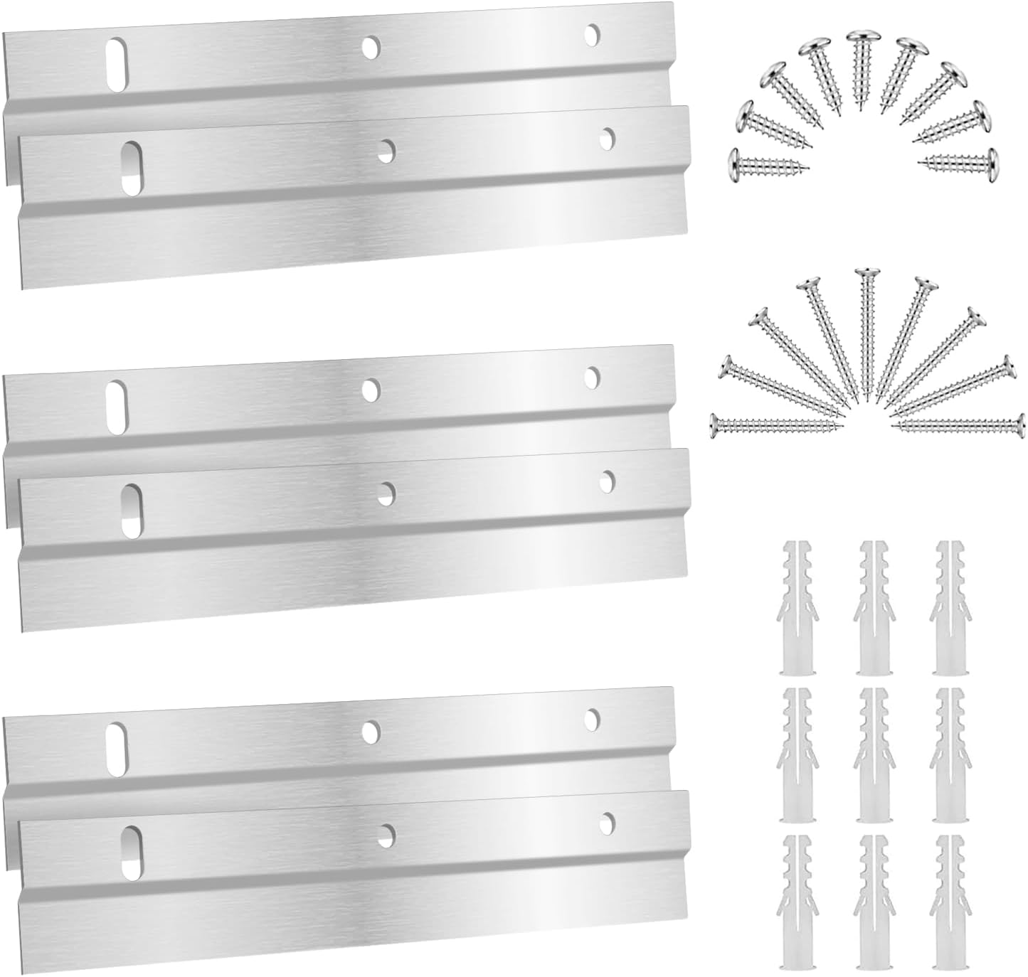 sourcing map 15 clip per tela offset da 1/4, clip per cornici a specchio a forma di Z, clip di montaggio con 2 fori di montaggio con viti, argento
