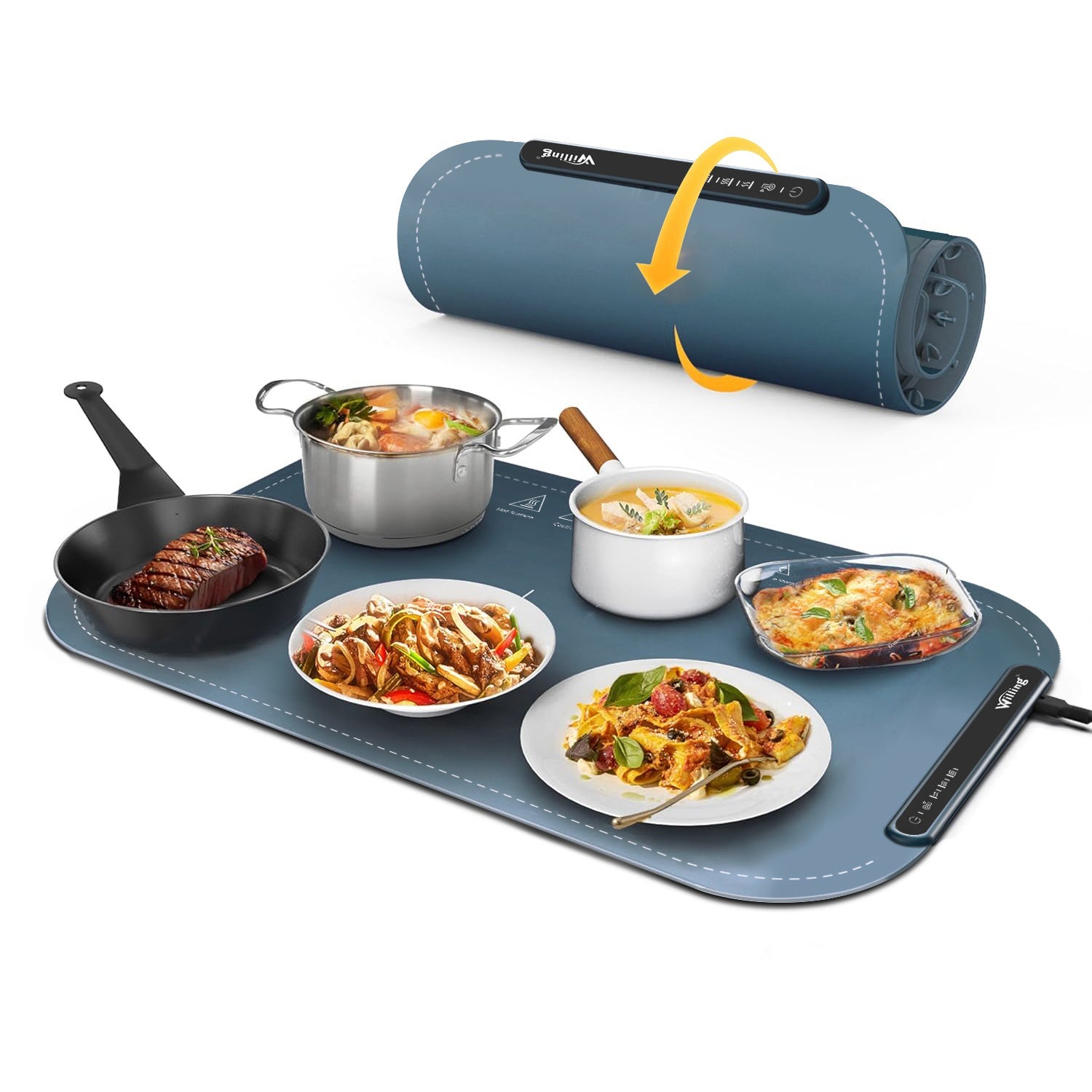 PLATEAU CHAUFFANT ÉLECTRIQUE enroulable pour buffets et plats à servir