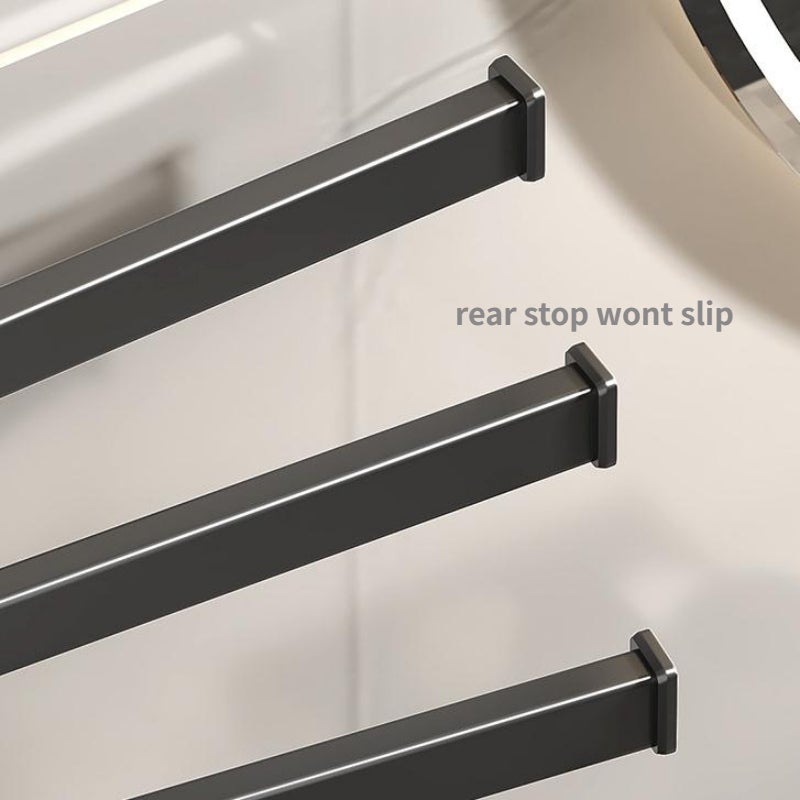 Porte-serviettes pivotant à 4 pôles, élégant et pratique pour salle de bain, barre à serviettes murale en acier inoxydable à 180 degrés - 4