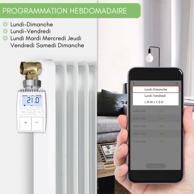 Kit de 4 Têtes Thermostatiques Connectées Universelle avec Ecran LCD + Passerelle ZigBee - SILAMP - 9