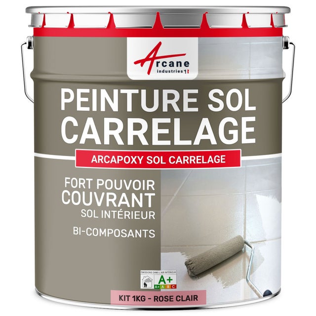 Peinture Résine Sol Carrelage - ARCAPOXY SOL CARRELAGE - 1 kg (jusqu'à 5 m² en 2 couches) Rose Clair - RAL 3015 - ARCANE INDUSTRIES