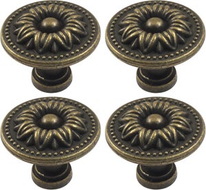 Lot de 4 boutons de tiroir zinc bronze antique vintage pour meuble Lot de 4 boutons de tiroir zinc bronze antique vintage pour meuble