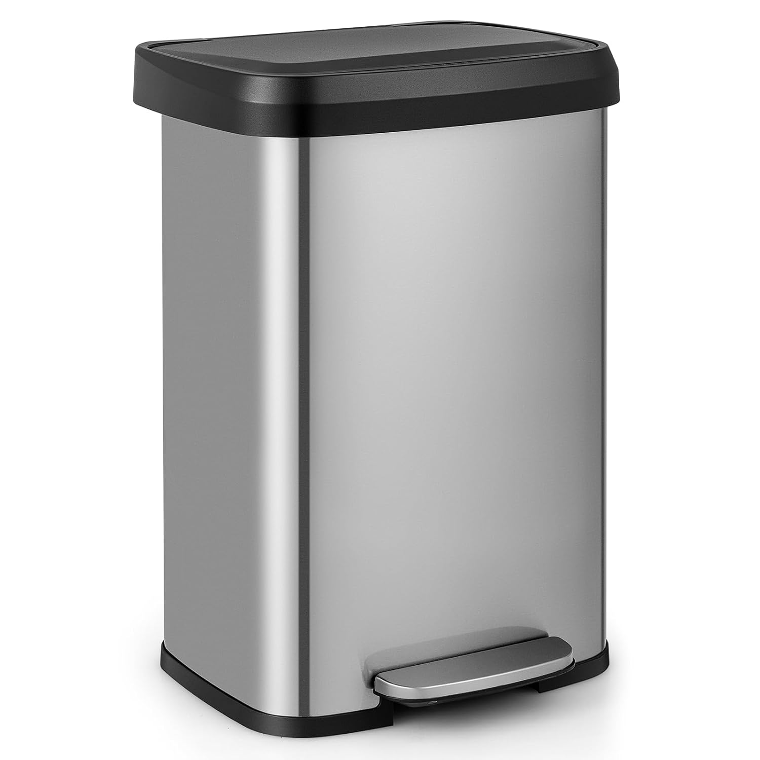 Bidone Per Raccolta Differenziata HOMCOM 45L - 3 Scomparti, Acciaio Inox, Pedale, Nero Per Cucina - Foto 3