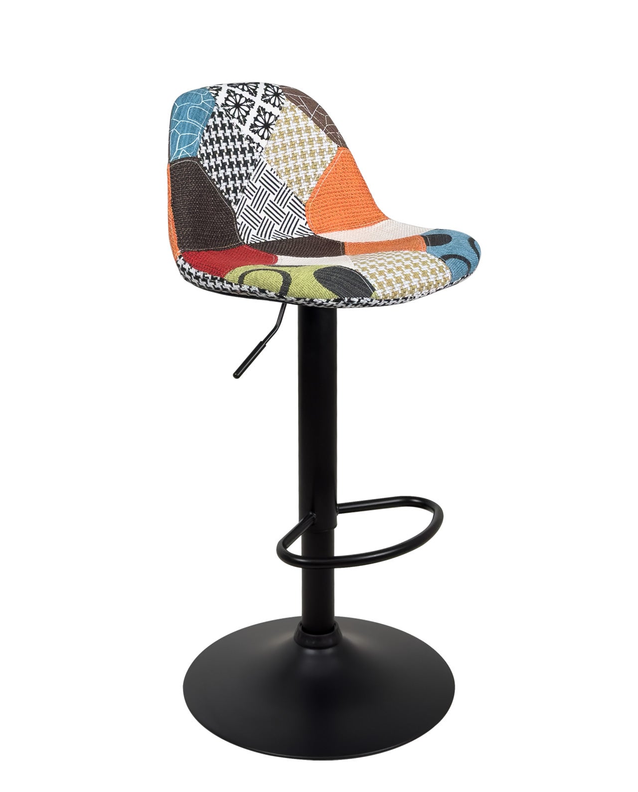 Lot 2 tabourets de bar design siège rembourré patchwork multicolore tissu, pivotant, hauteur réglable SIG (patchwork ) - 3