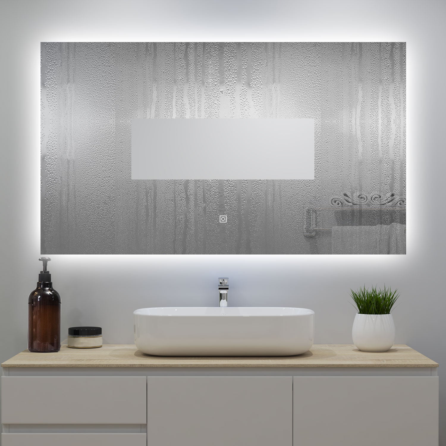 Miroir lumineux 120x70cm avec Anti-buée + Dimmable, Mural Miroir salle de bain - 4