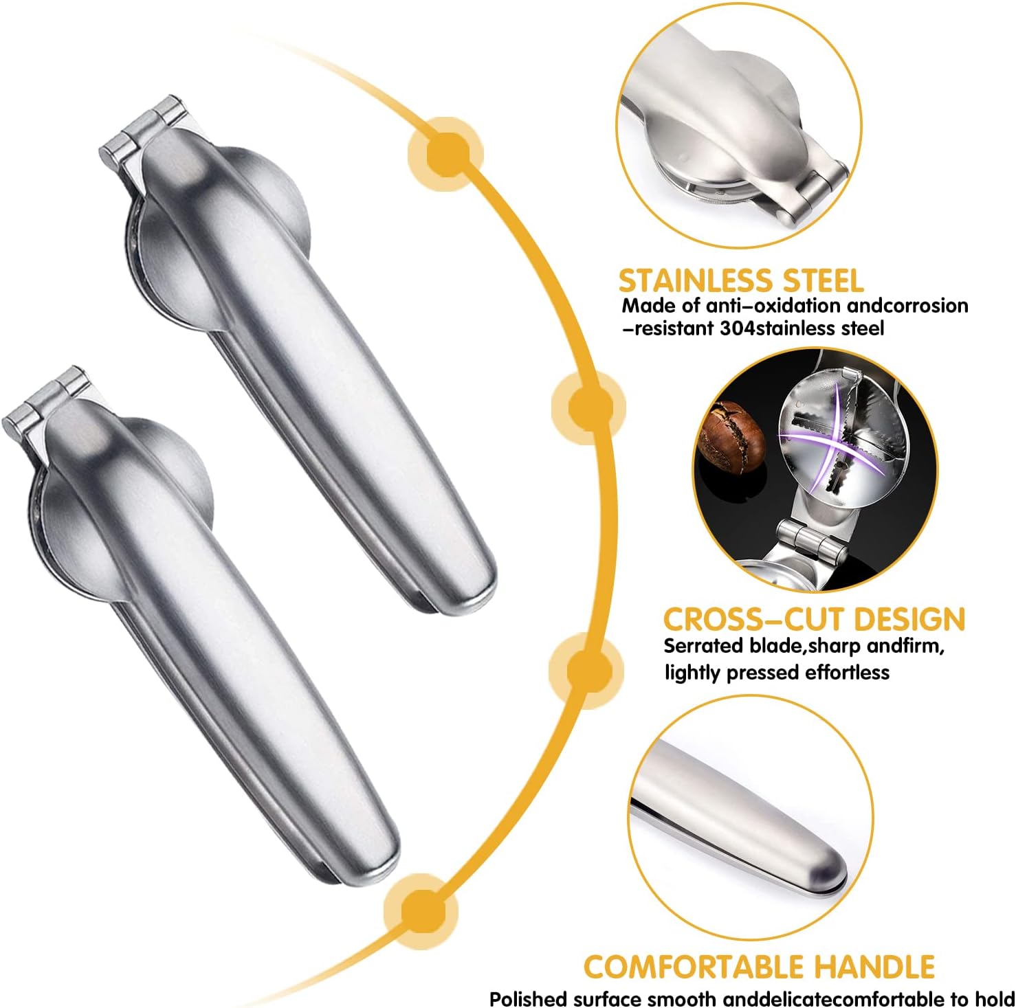 Clip per castagne, clip per noci in 2 pezzi, pinze per castagne, clip per noci, clip per nocciole, apri castagne, pinze per castagne in acciaio inossi - 3