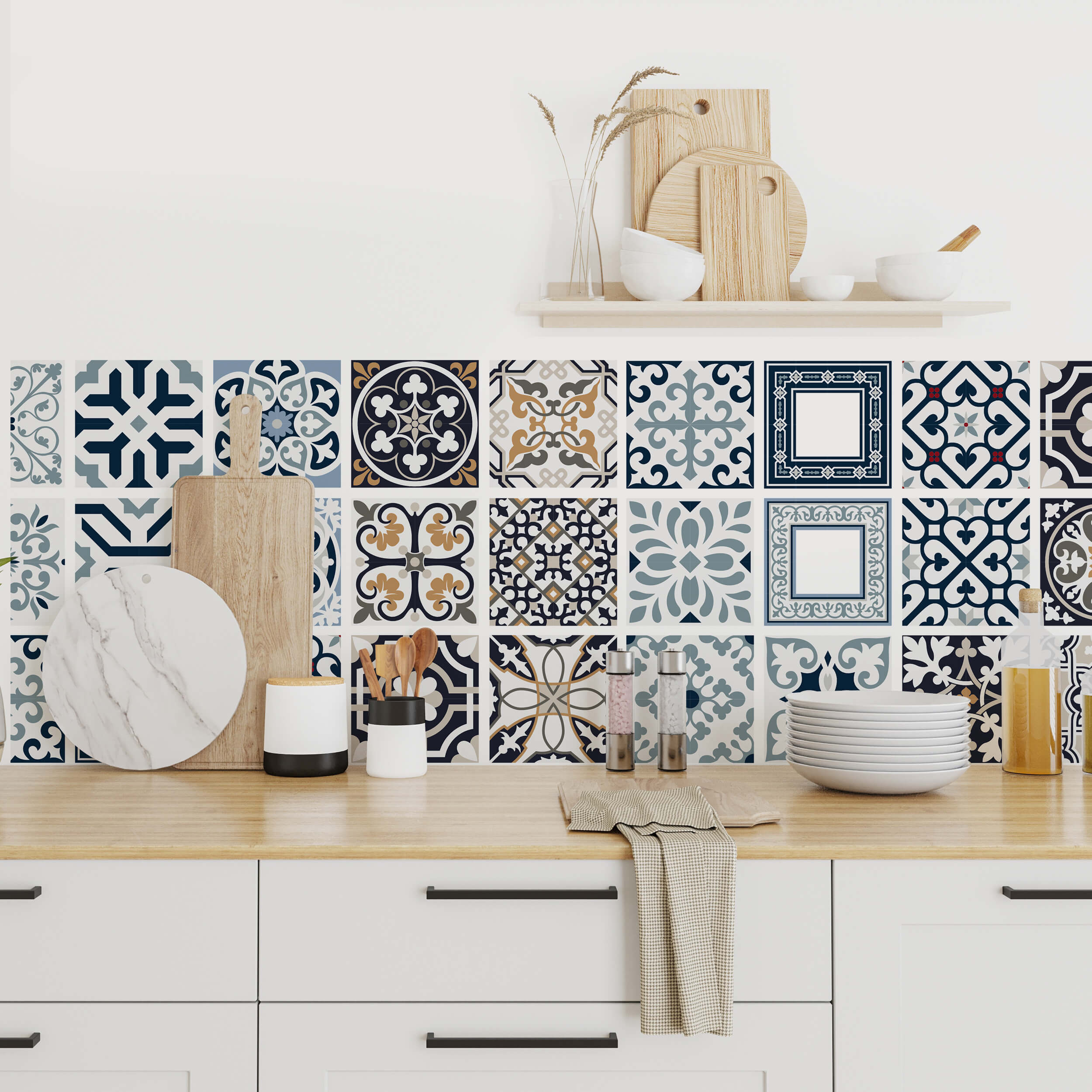 Stickers carrelage carreaux de ciment 10x10cm - Kit de 12 - 3