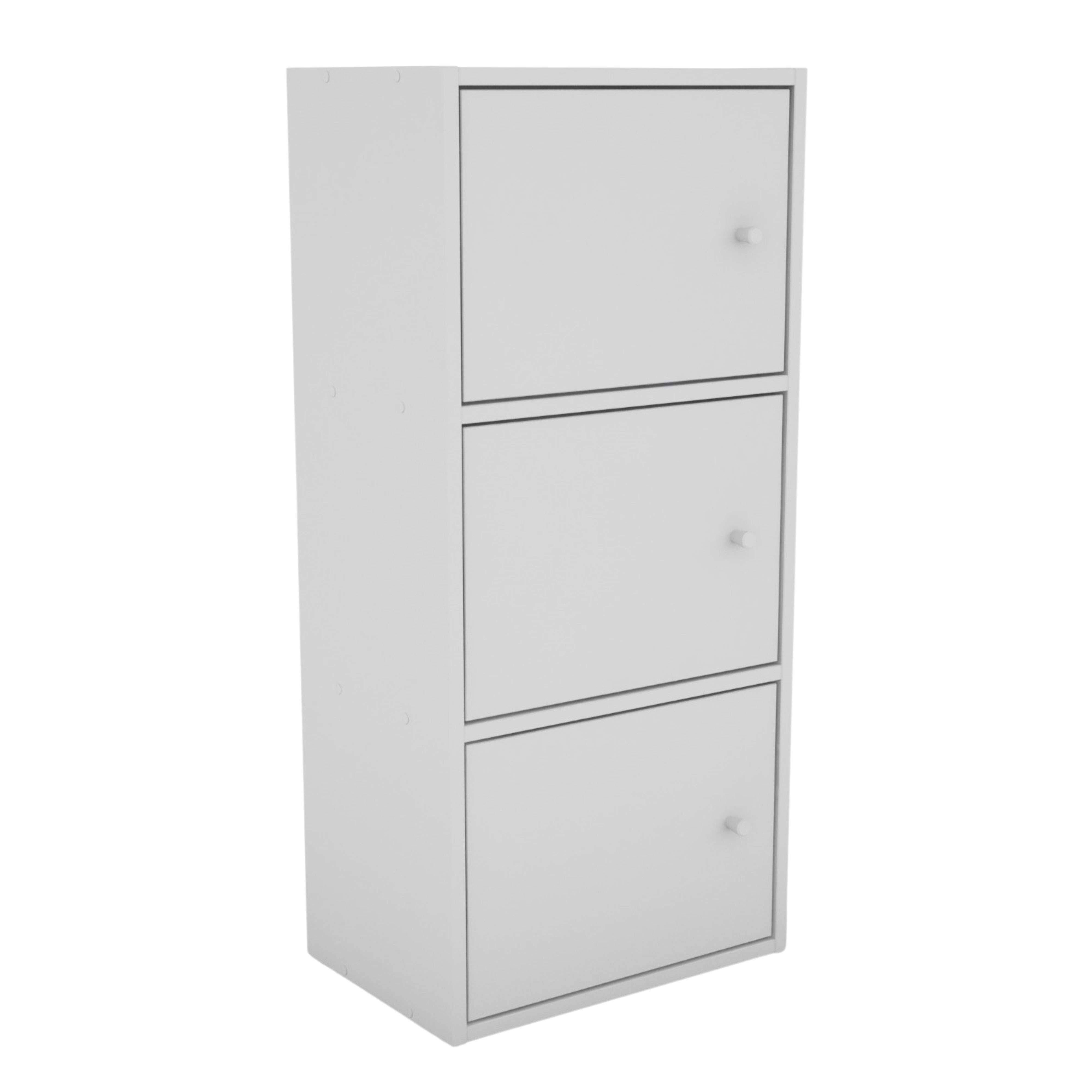 Estantería Salón Plea, Mueble Organizador Comedor Blanco mate 1 armario 3 puertas y 1 estantería 3 niveles de estantes Melamina 42x184x29 cm - 2
