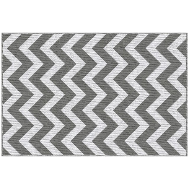 Tapis d'extérieur en plastique imperméable 121x182cm, gris clair + blanc, adapté au balcon