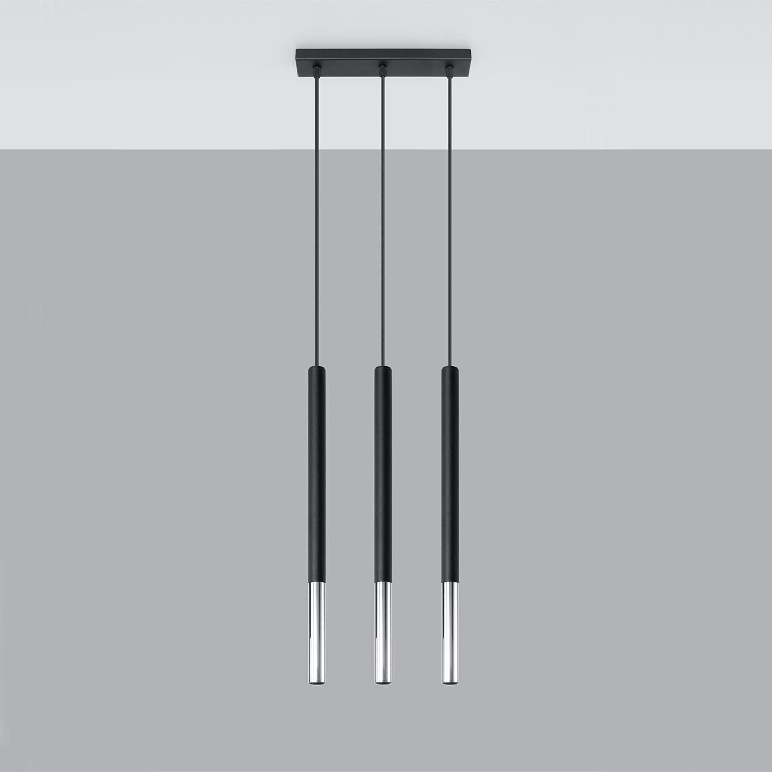 Lampa sufitowa wisząca Mozaica czarna-chromowana 3xG9x12W wym: 100 x 30 x 8 cm metal Sollux Lighting