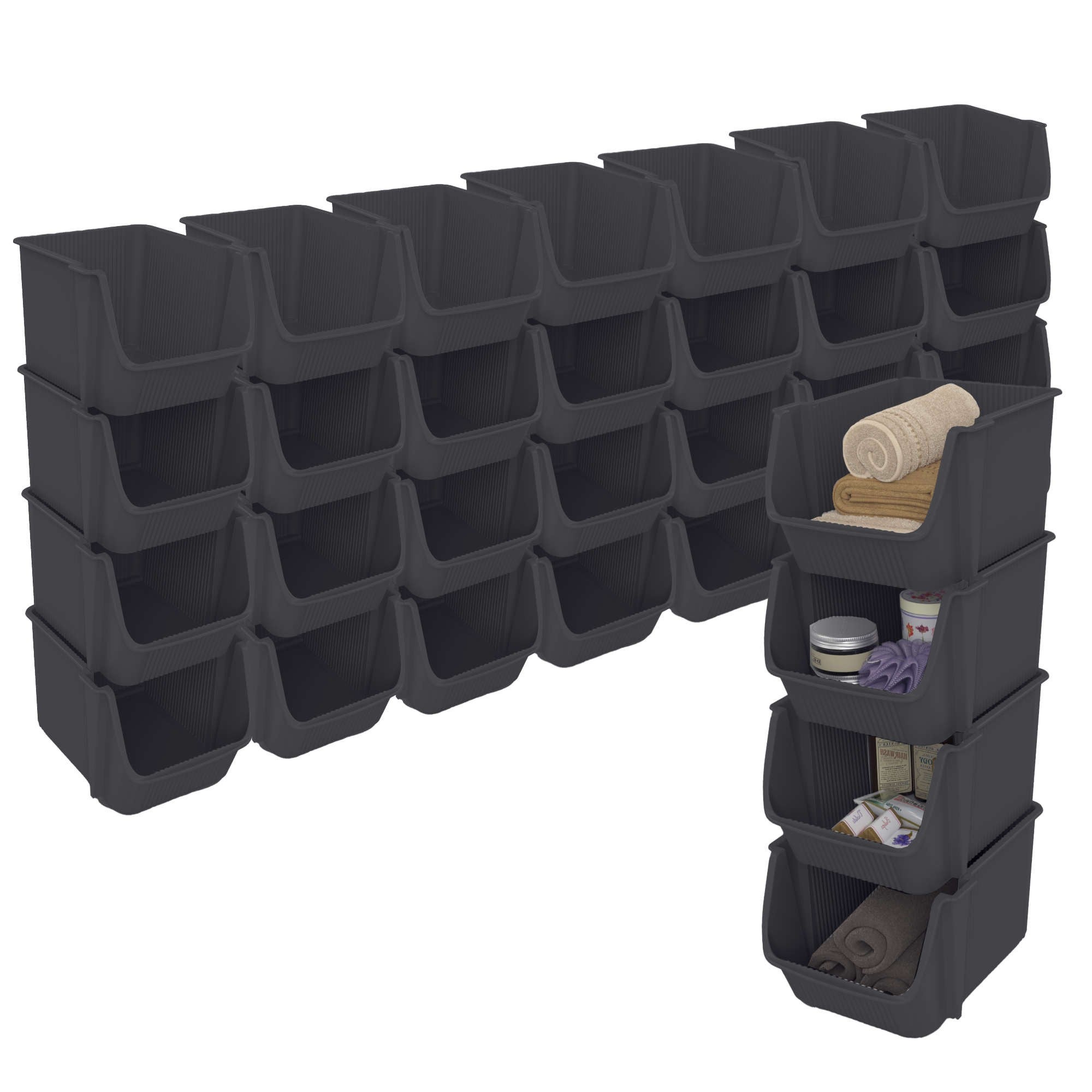 HOZ Lot De 4 Bacs De Rangeent Epilables En Plastique Transparent