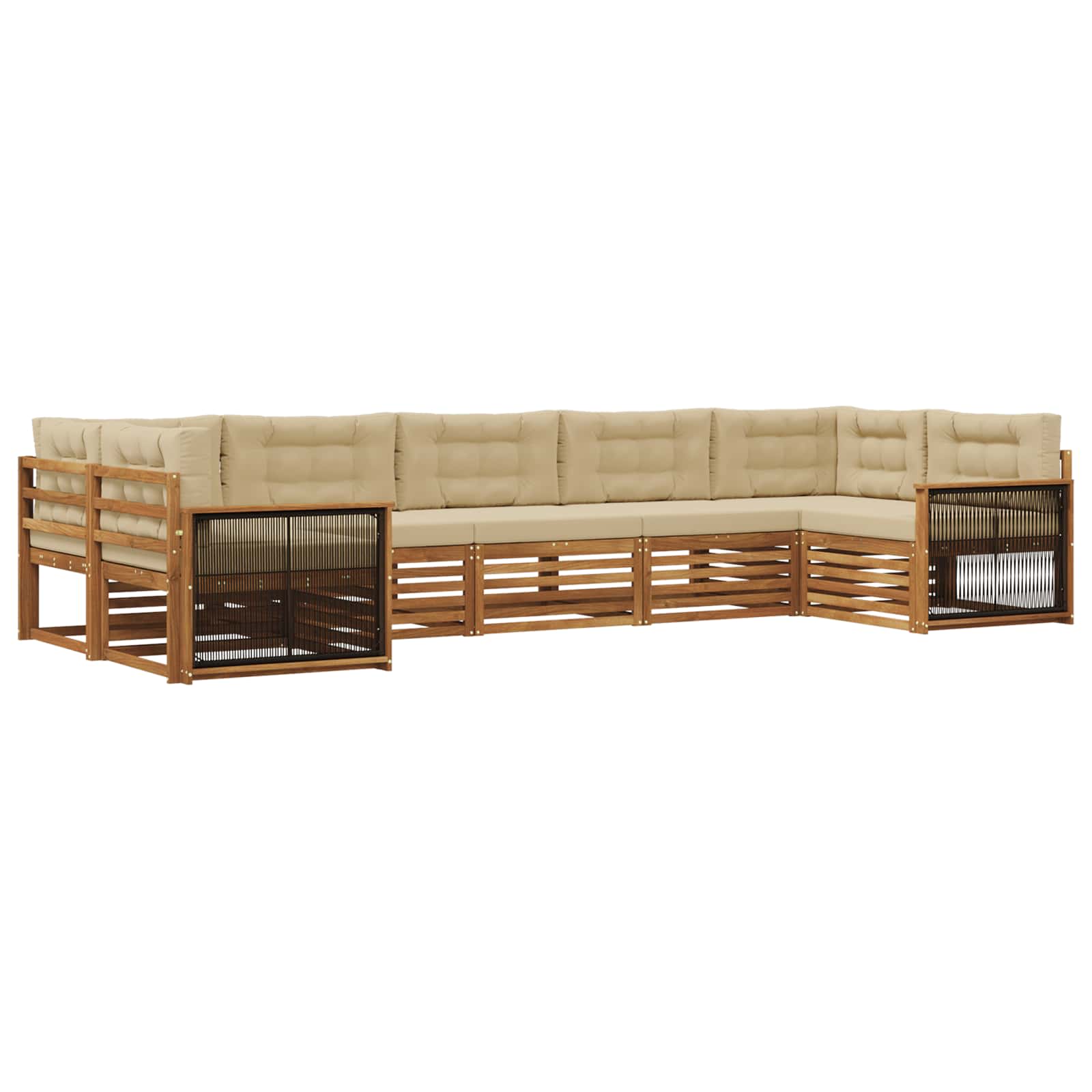 Ensemble de canapés d'extérieur, 7 pièces, naturel et beige, pour la terrasse - 2