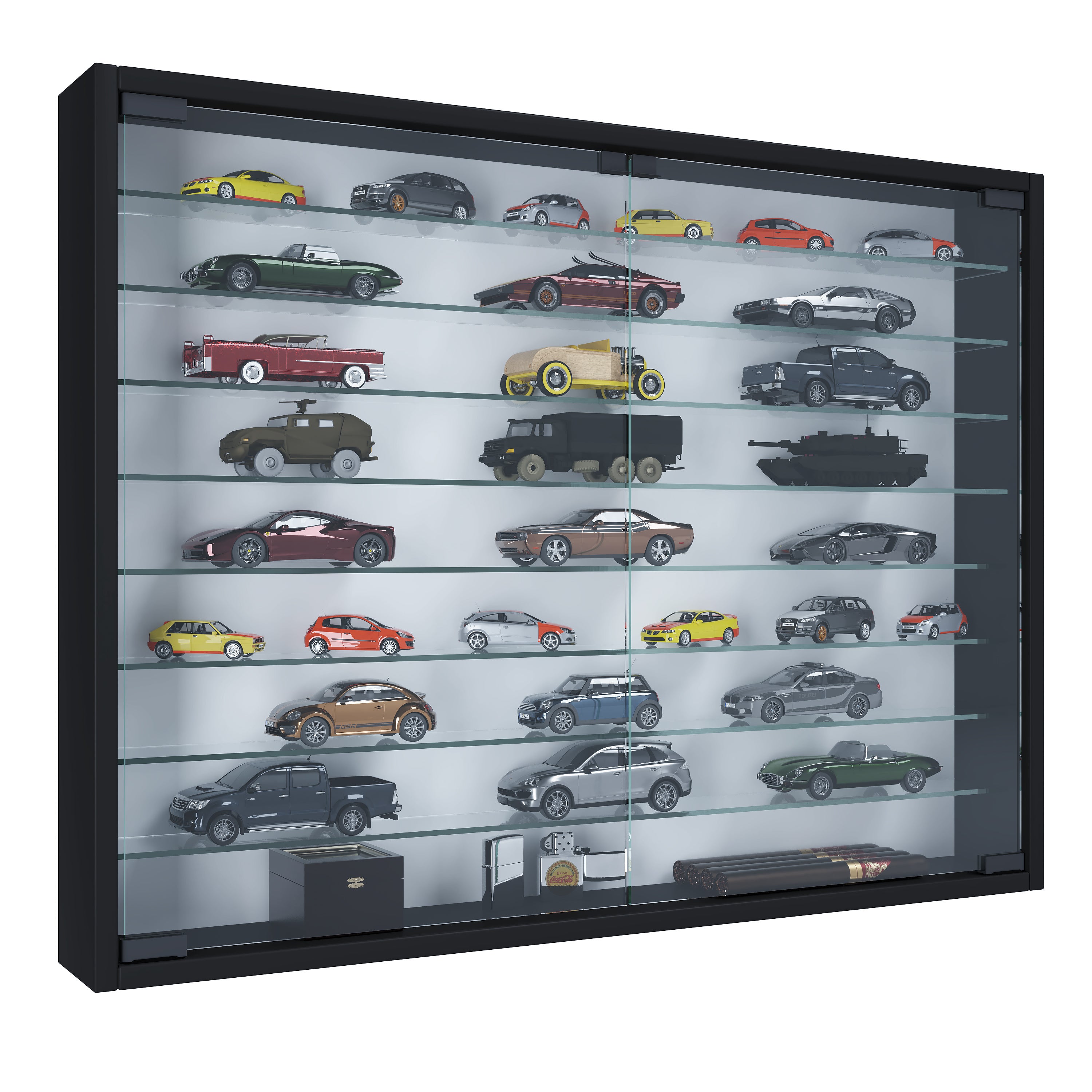Weiße, quadratische Hängevitrine mit 1 Glastür und inklusivem LED-Beleuchtung. Kollektion SWITCH Weiße, quadratische Hängevitrine mit 1 Glastür und inklusivem LED-Beleuchtung. Kollektion SWITCH