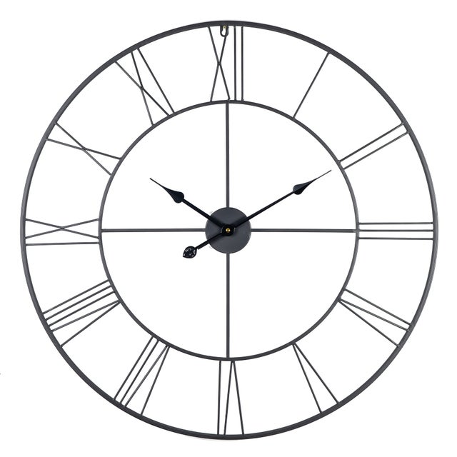 Horloge murale en métal. Grande horloge décorative. Horloge silencieuse. Dimensions : 80 cm de diamètre