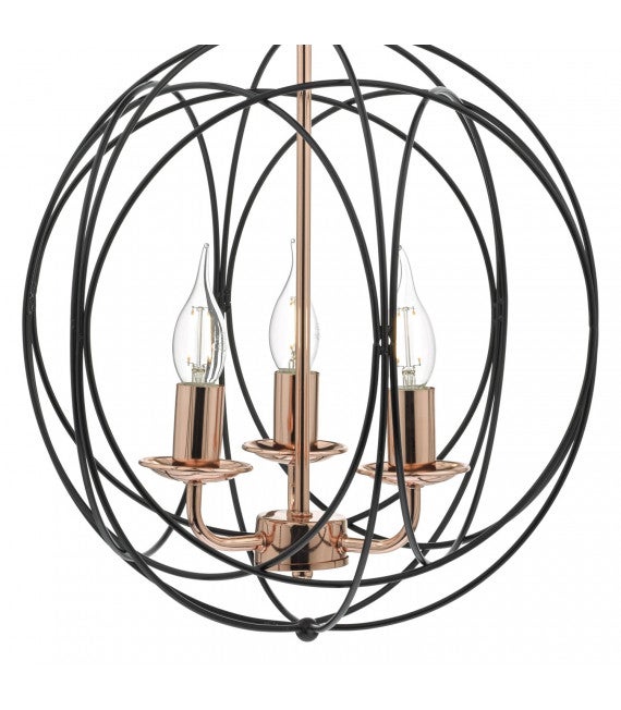 Suspension Phoenix noir mat et cuivre poli 3 ampoules - 3