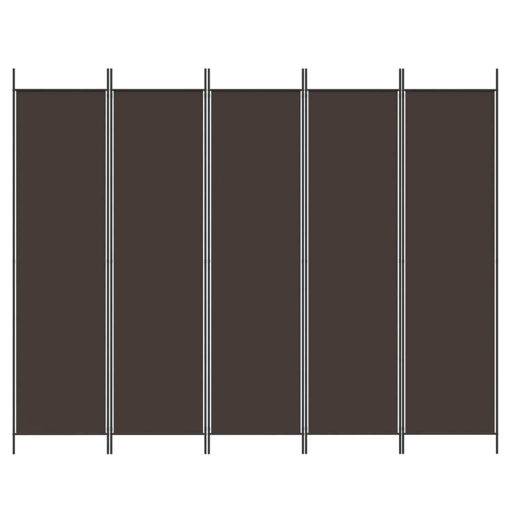 vidaXL Cloison de séparation 5 panneaux Marron 250x200 cm Tissu - 3