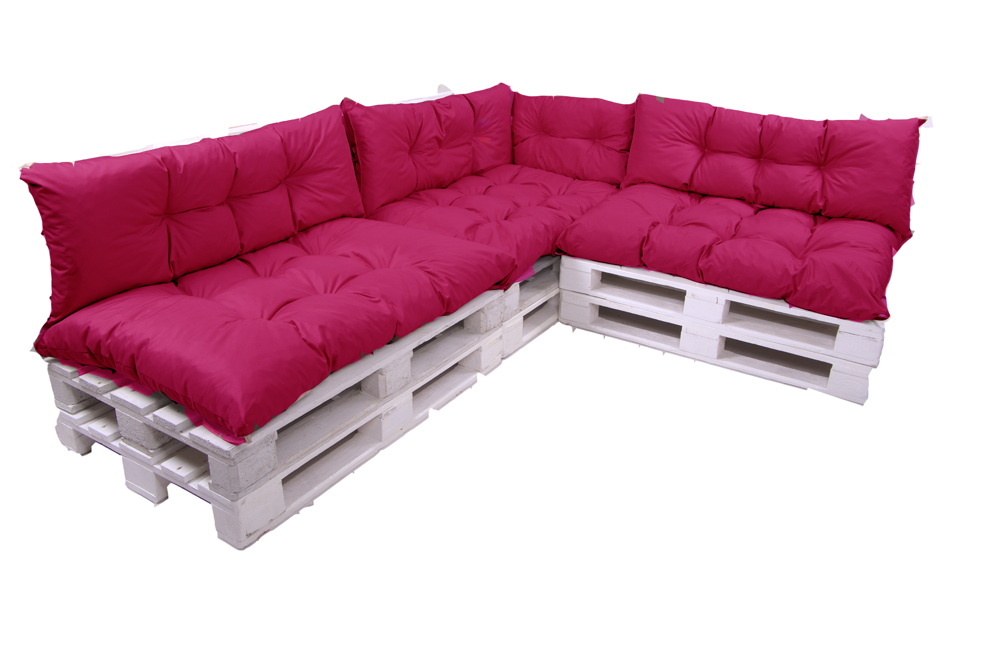Conjunto de 7 cojines para palets, 3x asiento 120x50 y respaldo 120x40cm, cojín de jardín rosa, conjunto de cojines para muebles de jardín