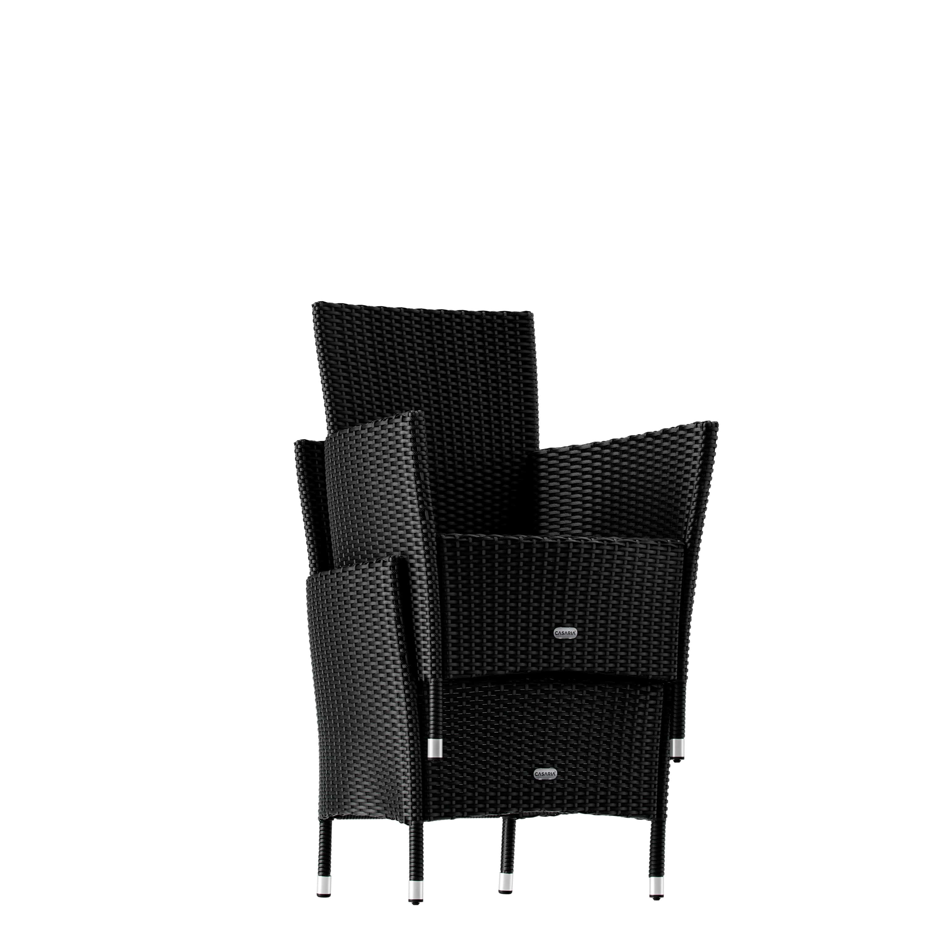 Salon de jardin en polyrotin noir crème Ensemble de jardin 6 personnes Ensemble table et chaises avec coussins - 6