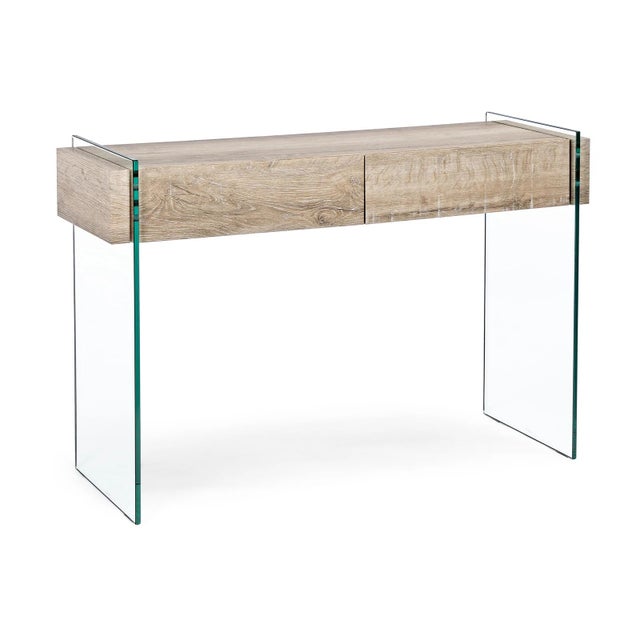Scrivania 180x90 cm piano vetro temperato 10 mm e base in acciaio bianco - Masao XL