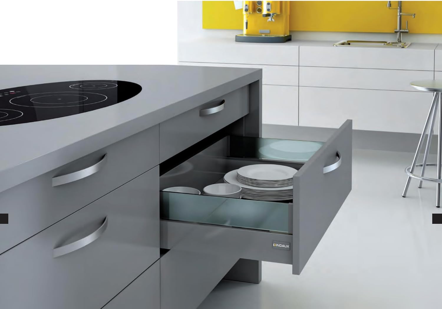 Kit Tiroir Ariane-S Extraction Totale | Chambre, Salle de Bain, Cuisine, Bureau | Capacité 40 kg, Coulisses Amorties (Blanc, H203mm - P500mm) - 2