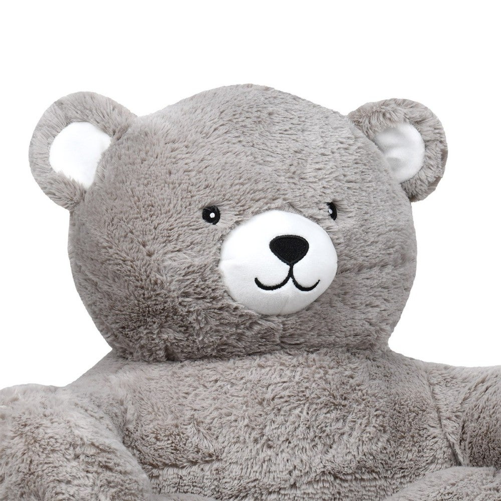 Pouf peluche ours enfant - Gris - 45x45x45 cm - Polyester - 2