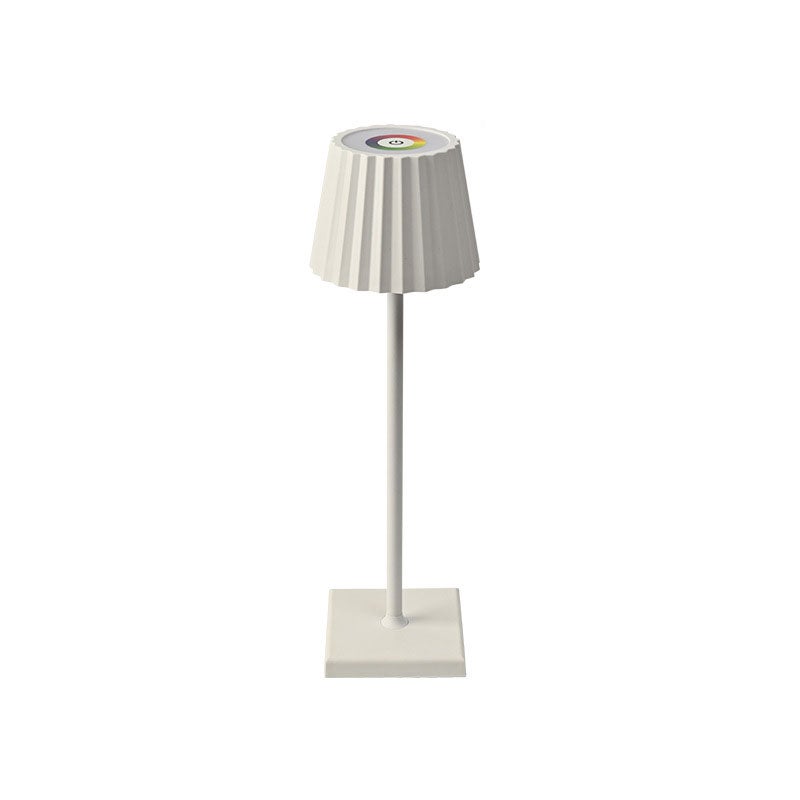 Kolorowa lampa stołowa z żaluzjami na wysokich białych nóżkach, przenośna kreatywna lampa stołowa