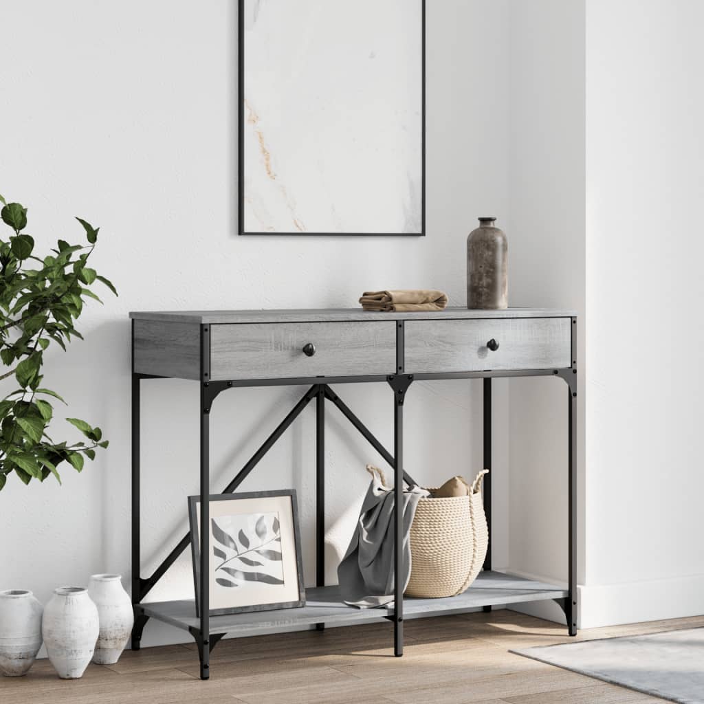 VidaXL Table console avec étagères chêne marron 100x30x80 cm 837811 - Maison