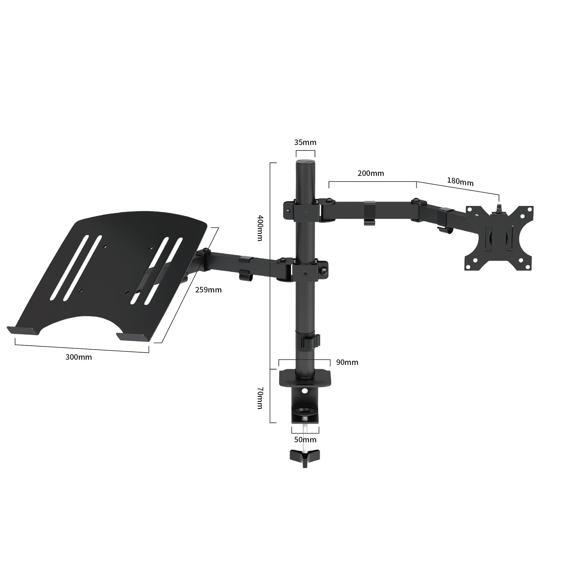 Mount-It! Vassoio Porta Laptop Con Attacco VESA – Universale, Per Bracci Monitor 75x75 E 100x100, Clip Regolabili, Base Ventilata, Ergonomico