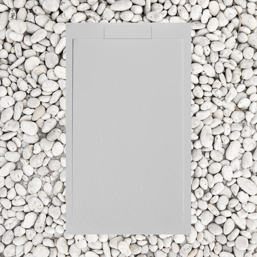 Brodzik Vulcano Line Slim 120x90 cm, perłowo-szary, z żywicy i proszku marmurowego, z boczną kratką, z żywicy marmurowej - Frascio