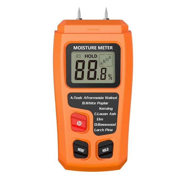 Humidimètre Bois Professionnel à 4 Échelles avec Électrodes Acier Composite Précision 0.1% pour Bois de Chauffage et Charpente